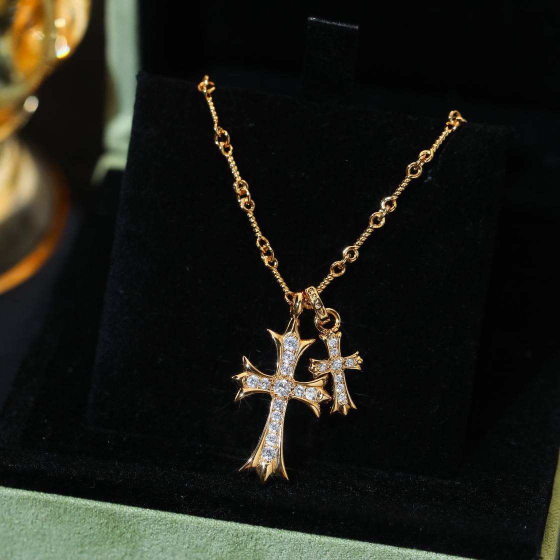 【Chrome Hearts】ネックレス、ダブルクロスネックレス高いファッションセンス-BRAND OFF