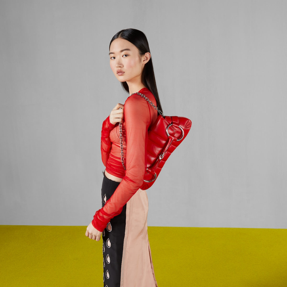 〔グッチ ホースビットチェーン〕ミディアム ショルダーバック-BRAND OFF