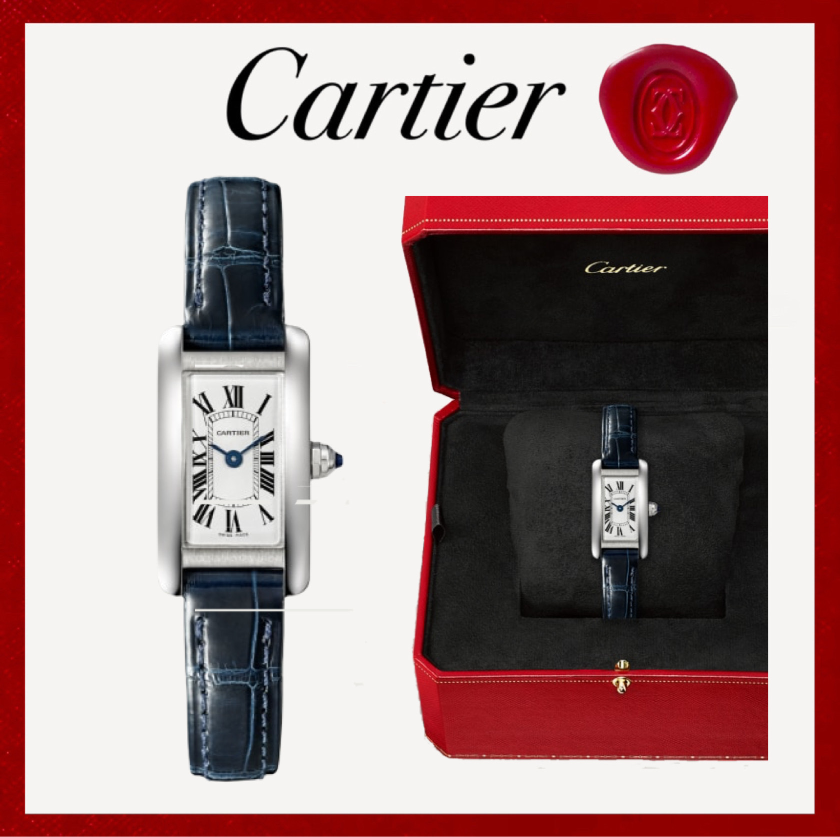 CARTIER タンク アメリカン ウォッチ ミニ アリゲーター-BRAND OFF