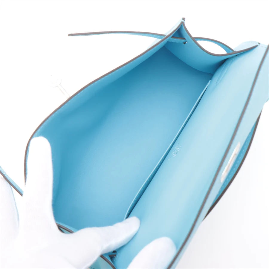 HERMES エルメス ポシェットケリー ヴォースイフト ブルーノール シルバー金具-BRAND OFF