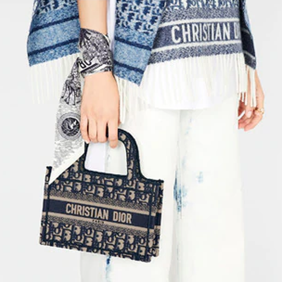 ミニ刺繍千鳥チェックDIOR BOOK TOTEトートバッグ-BRAND OFF