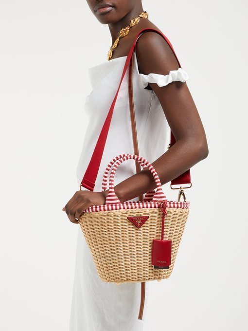 【新作】★PRADA★人気のWicker★キャンバス カゴバッグ-BRAND OFF