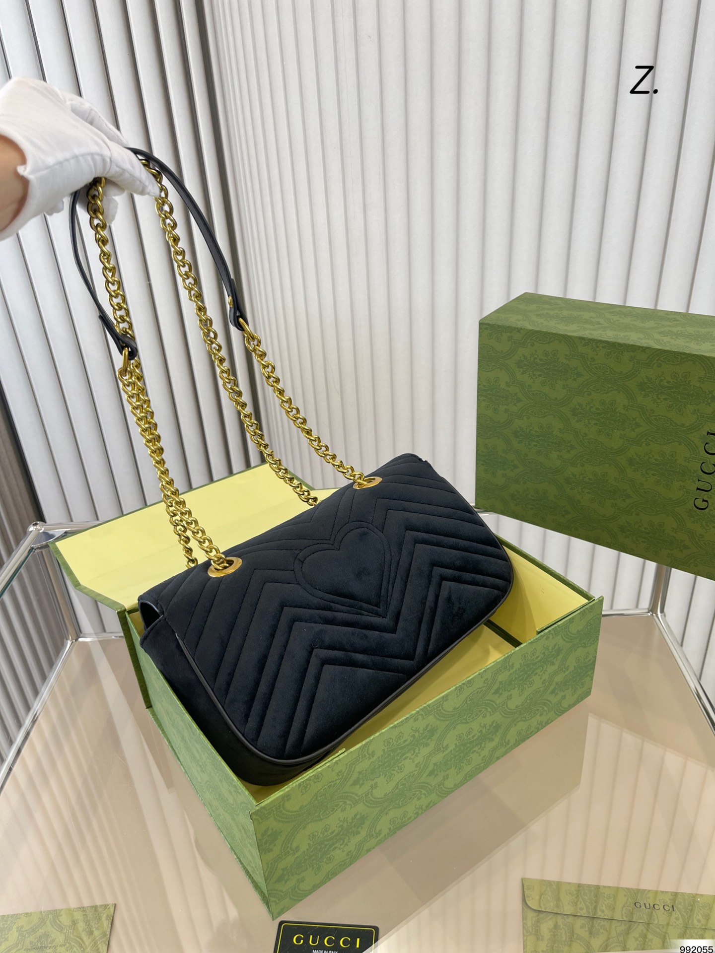 Gucciベルベットバッグ GG Marmontクラシックハンドバッグ-BRAND OFF