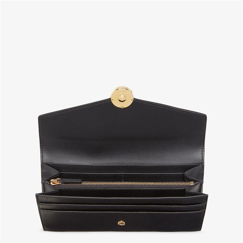 FENDI フェンディコンチネンタル財布 ブラックレザー 長財布-BRAND OFF