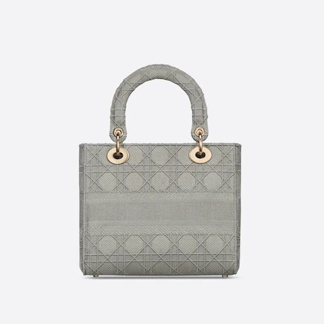 【DIOR】雑誌掲載！完売必至！憧れのMedium Lady D-Lite Bag！ 刺繍キャンバス グレー バッグ-BRAND OFF