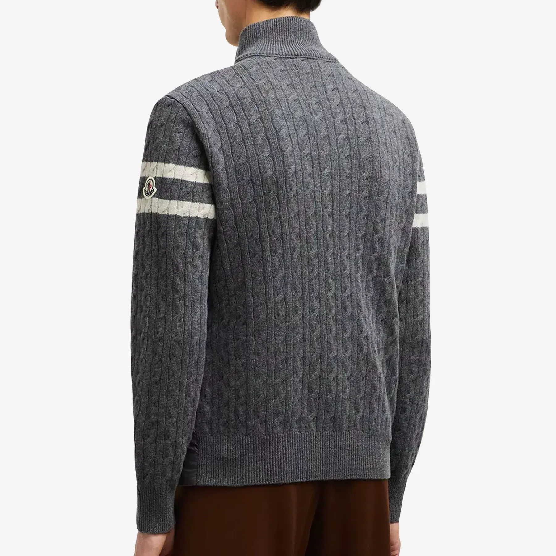Moncler Padded Wool Zip-Up Cardigan Black/Dark Gray モンクレール パッド入りウール ジップアップ カーディガン ブラック/ダークグレー-BRAND OFF