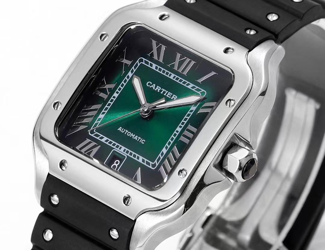 CARTIER Santos De Large Model Automatic Green Dial Men's Watch-BRAND OFF