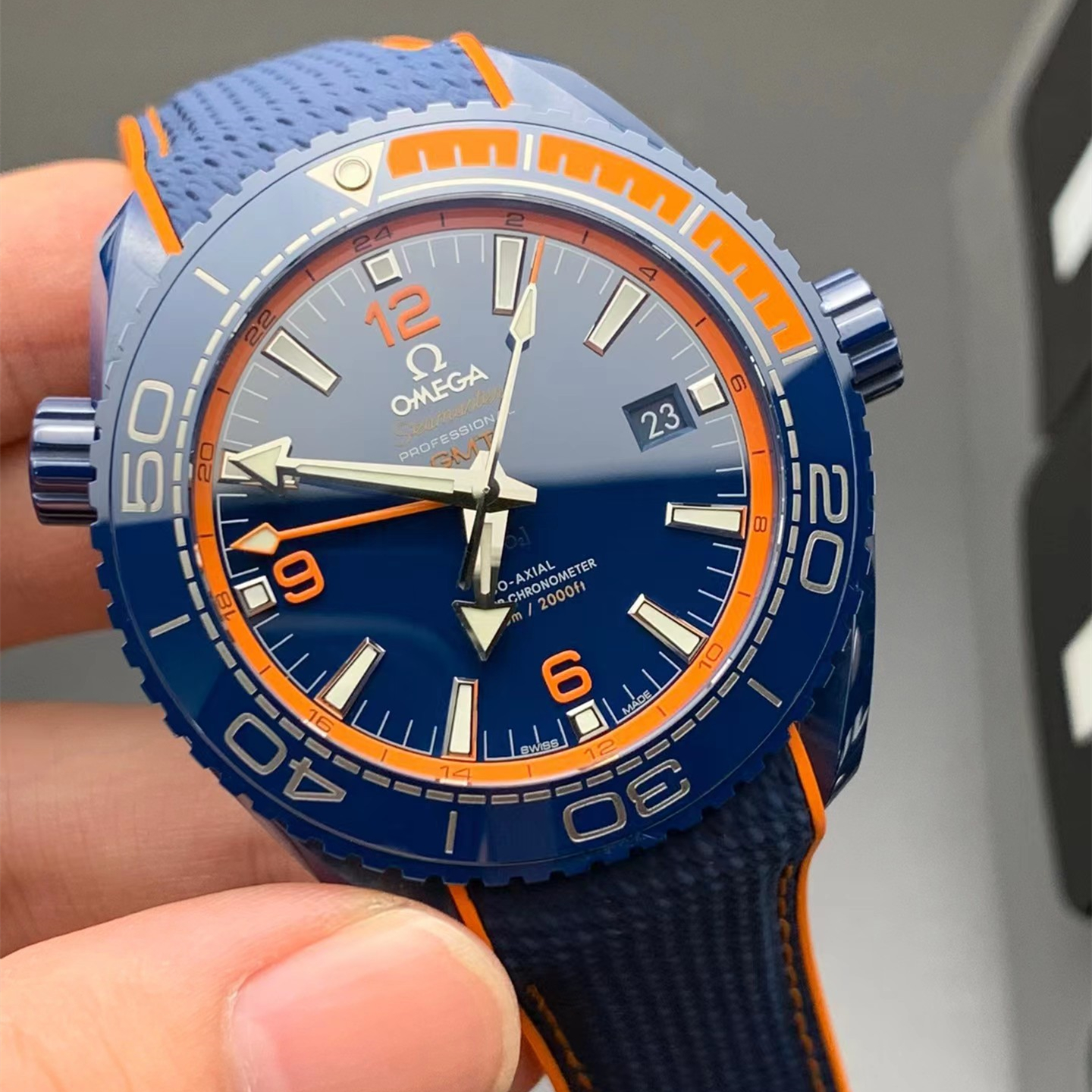 Omega Seamaster Planet Ocean Master Chronometer GMT Big Blue 215.92.46.22.03.001-BRAND OFF