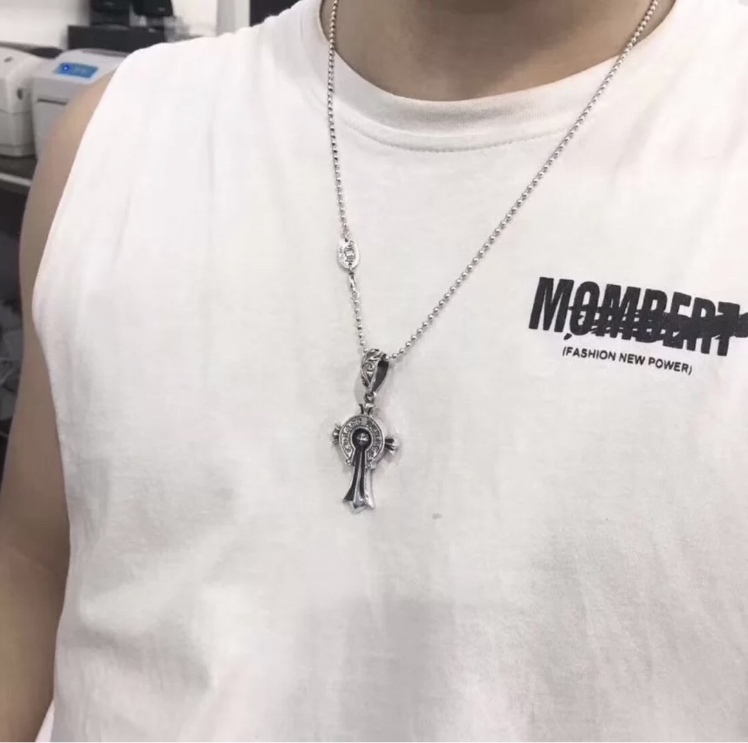 Chrome Hearts クロムハーツ バッジクロスネックレス 65cm-BRAND OFF