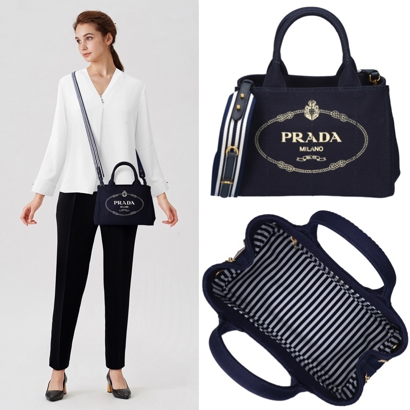 PRADA コットンキャンバス 2WAYトートバッグ-BRAND OFF