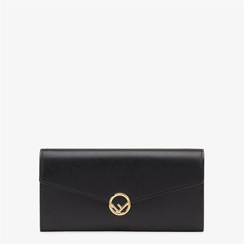 FENDI フェンディコンチネンタル財布 ブラックレザー 長財布-BRAND OFF