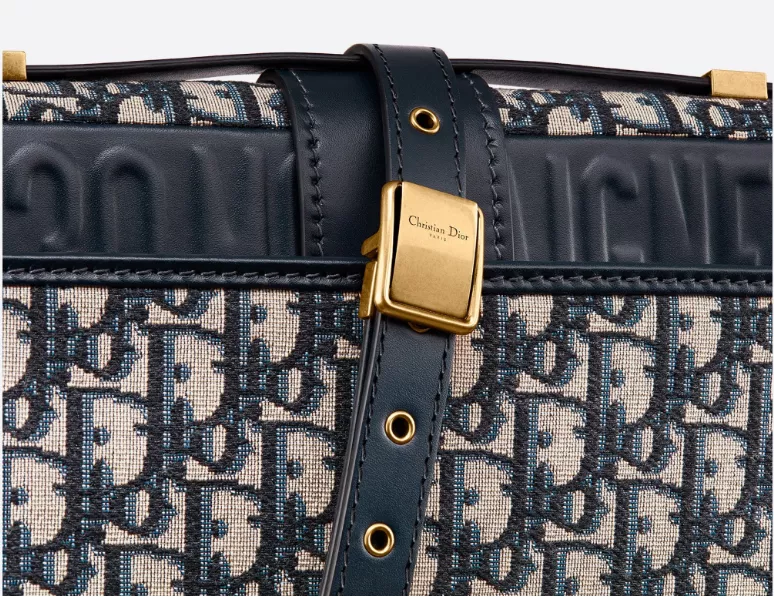 【DIOR】ブルー “30 MONTAIGNE” ディオール オブリーク ジャカード キャンバス フラップ チェーンクラッチバッグ-BRAND OFF