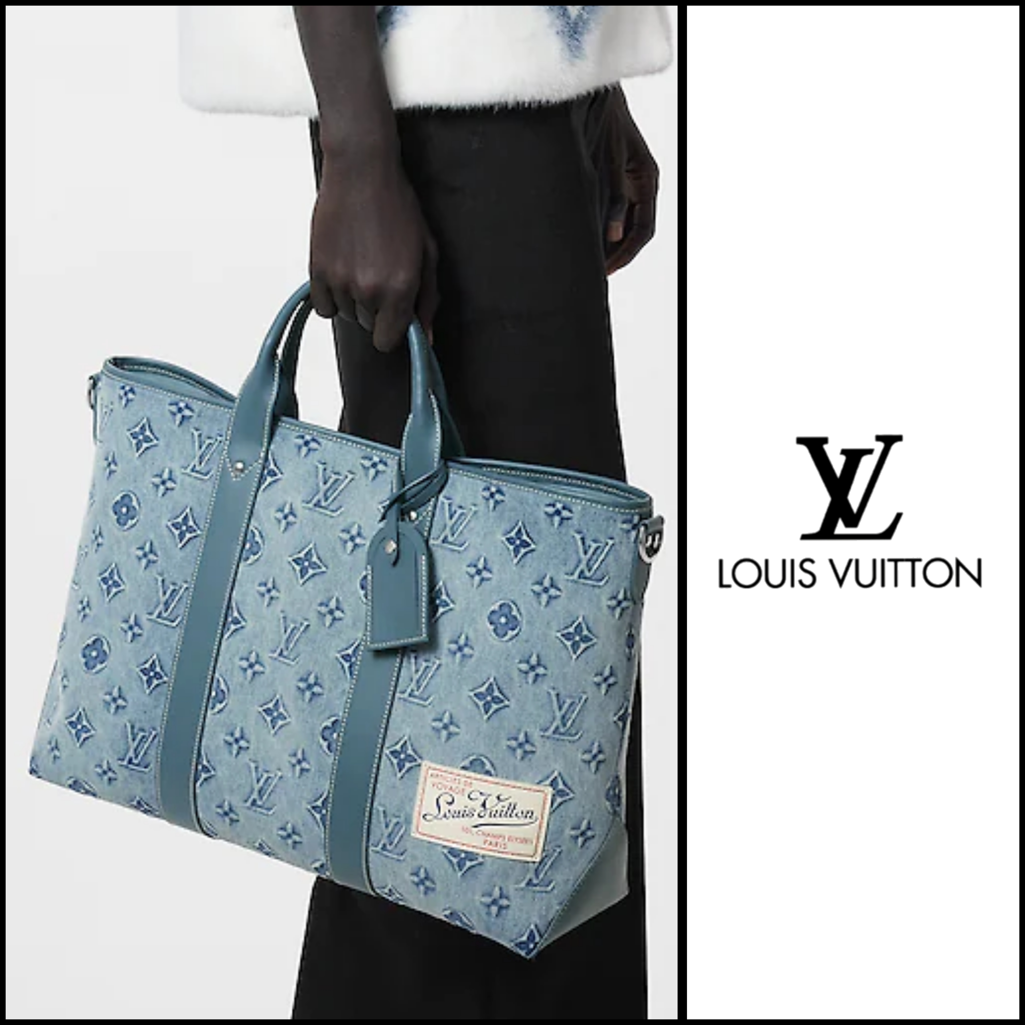 Louis Vuitton バッグ《Weekend》ブルー レザー ロゴ 直営店 M22537-BRAND OFF