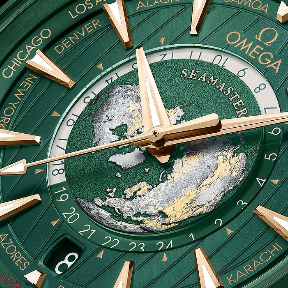 Seamaster Aqua Terra GMT Worldtimer 43mm Green Dial Men's Watch-BRAND OFF