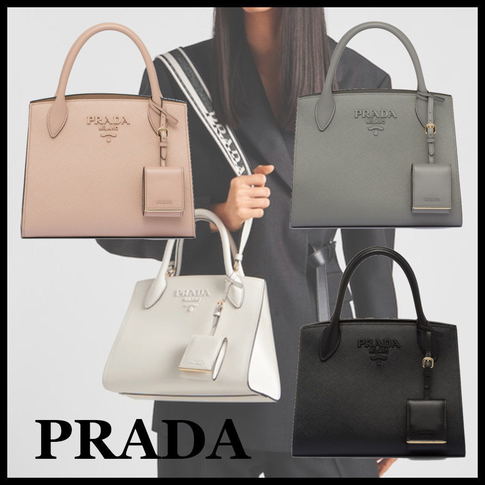 ★PRADA直営店★モノクローム スモール サフィアーノ バッグ-BRAND OFF
