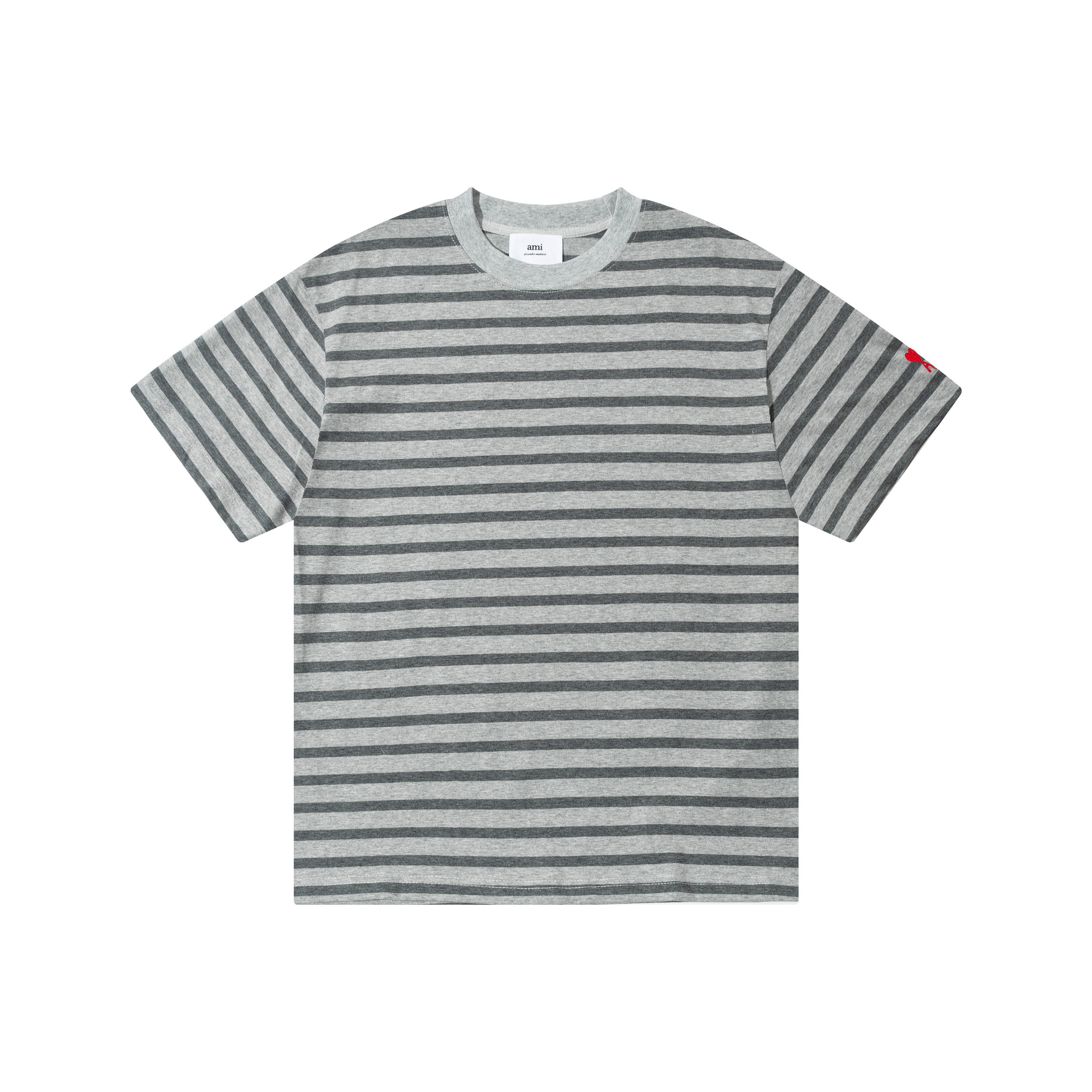 【AMI PARIS公式旗艦店】アミパリ新作ストライプ柄カジュアルTシャツ（男女兼用、半袖）