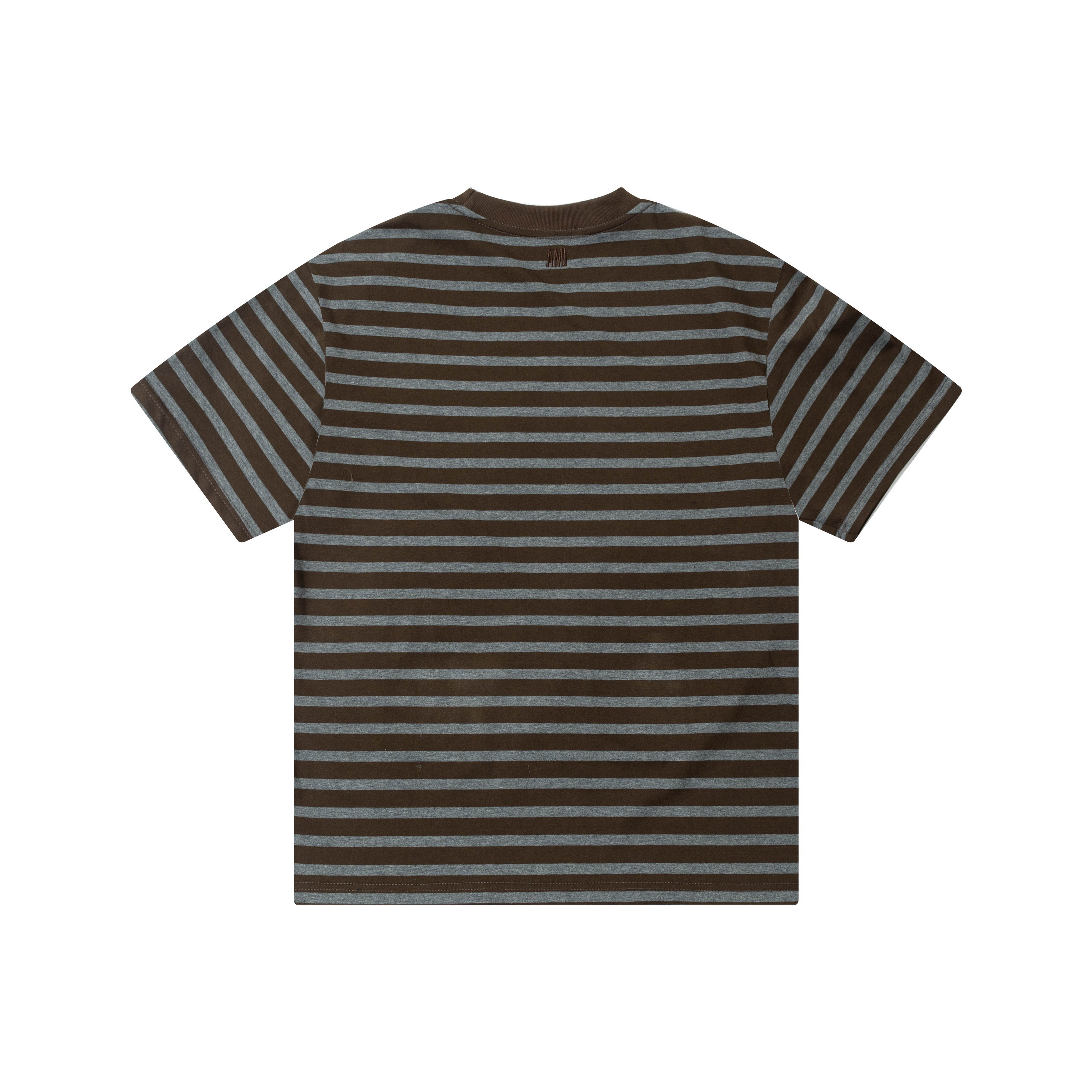 【AMI PARIS公式旗艦店】アミパリ新作ストライプ柄カジュアルTシャツ（男女兼用、半袖）