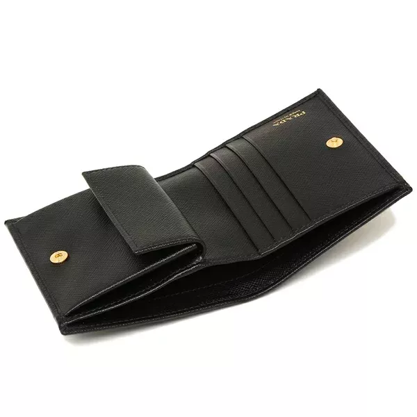 プラダ 二つ折り財布 サフィアーノ ミニ財布 レディース PRADA 1MV204 QWA 2DKY SAFFIANO METAL ORO-BRAND OFF