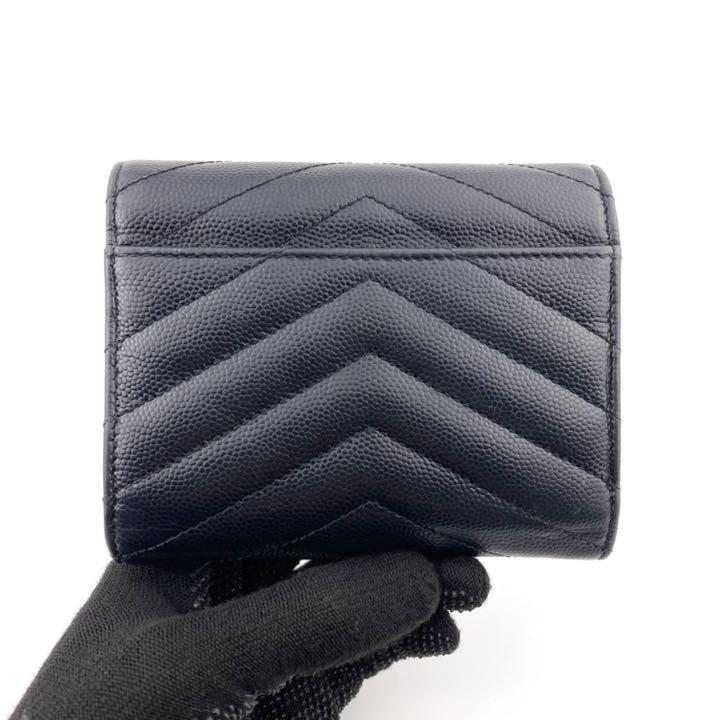 【SAINT LAURENT】モノグラム マルチフォールドウォレット（グレイン・ド・プードル／エンボスレザー）-BRAND OFF