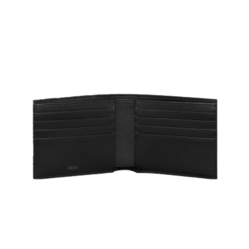 【Dior】 ディオール 新品 オールオーバー プリント ジャカード ファブリック カーフスキン ウォレット ブラック-BRAND OFF