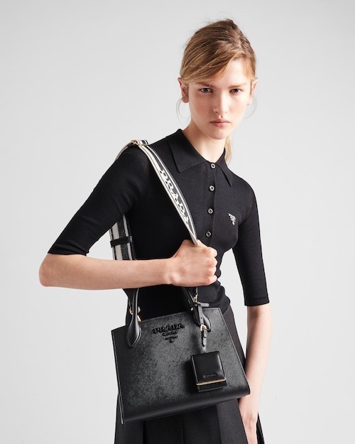 ★PRADA直営店★モノクローム スモール サフィアーノ バッグ-BRAND OFF