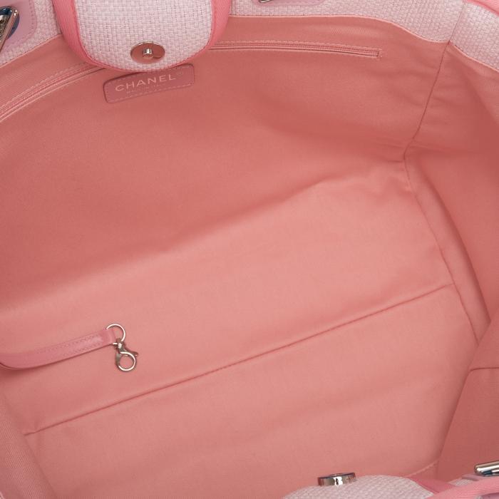 【CHANEL】PINKピンクキャンバスラージドーヴィルショッピングトートバッグ-BRAND OFF