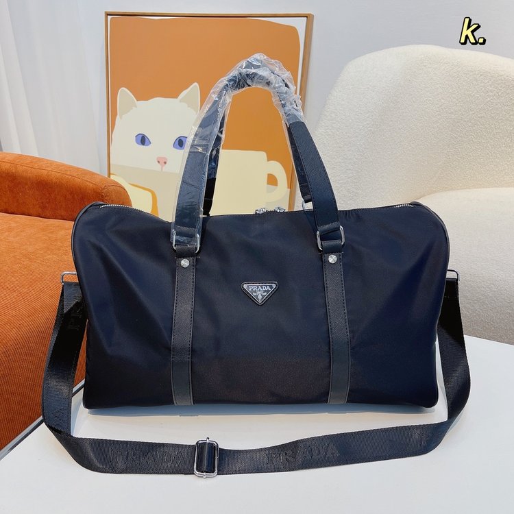 【Prada旗艦店】( プラダ ) キャンバス トラベルバッグ 46x21x26cm-BRAND OFF
