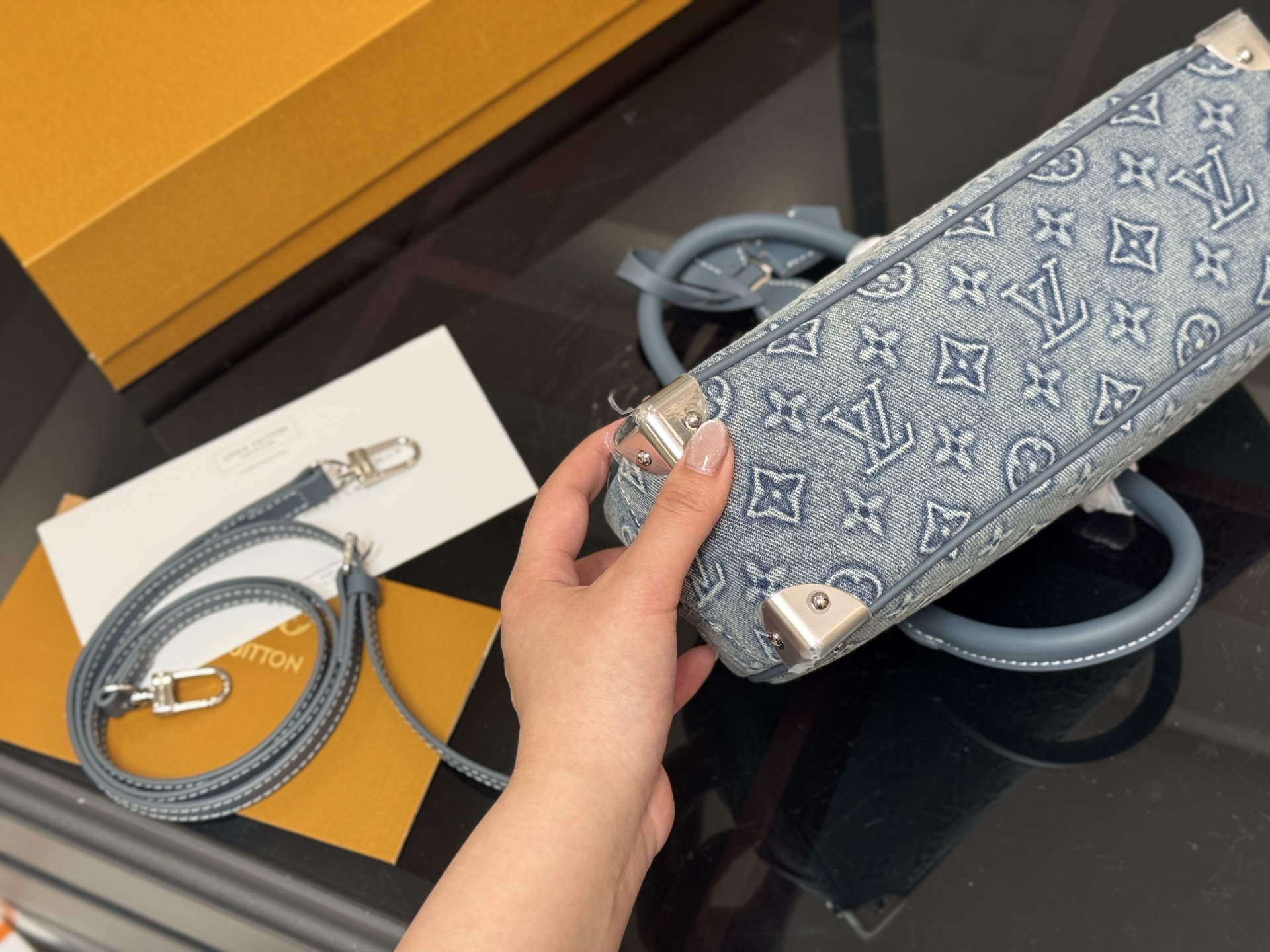 LOUIS VUITTON ルイヴィトン LV KEEPALL 25 デニムバッグ-BRAND OFF
