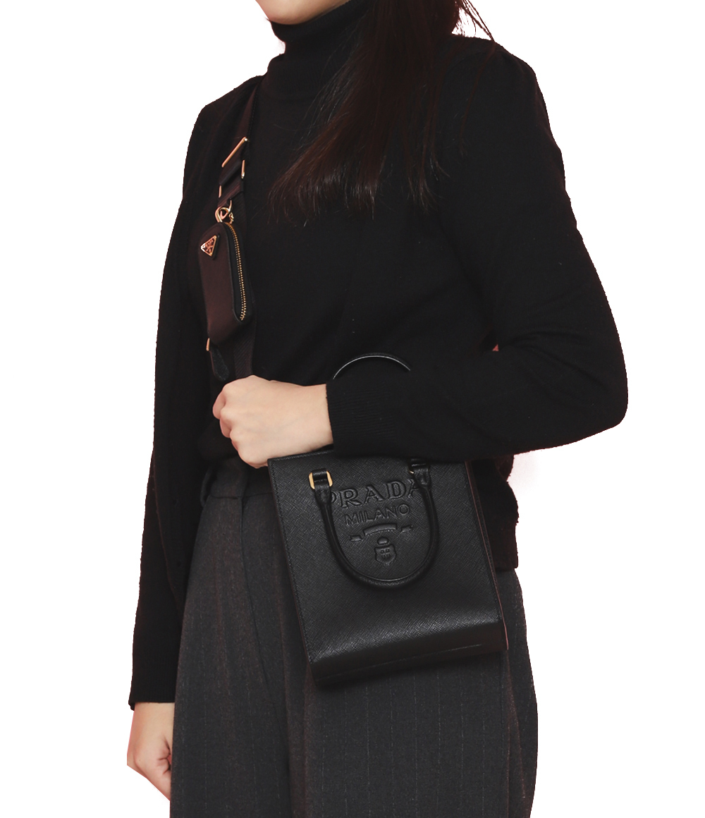 ☆PRADA スモール サフィアーノレザー ハンドバッグ-BRAND OFF