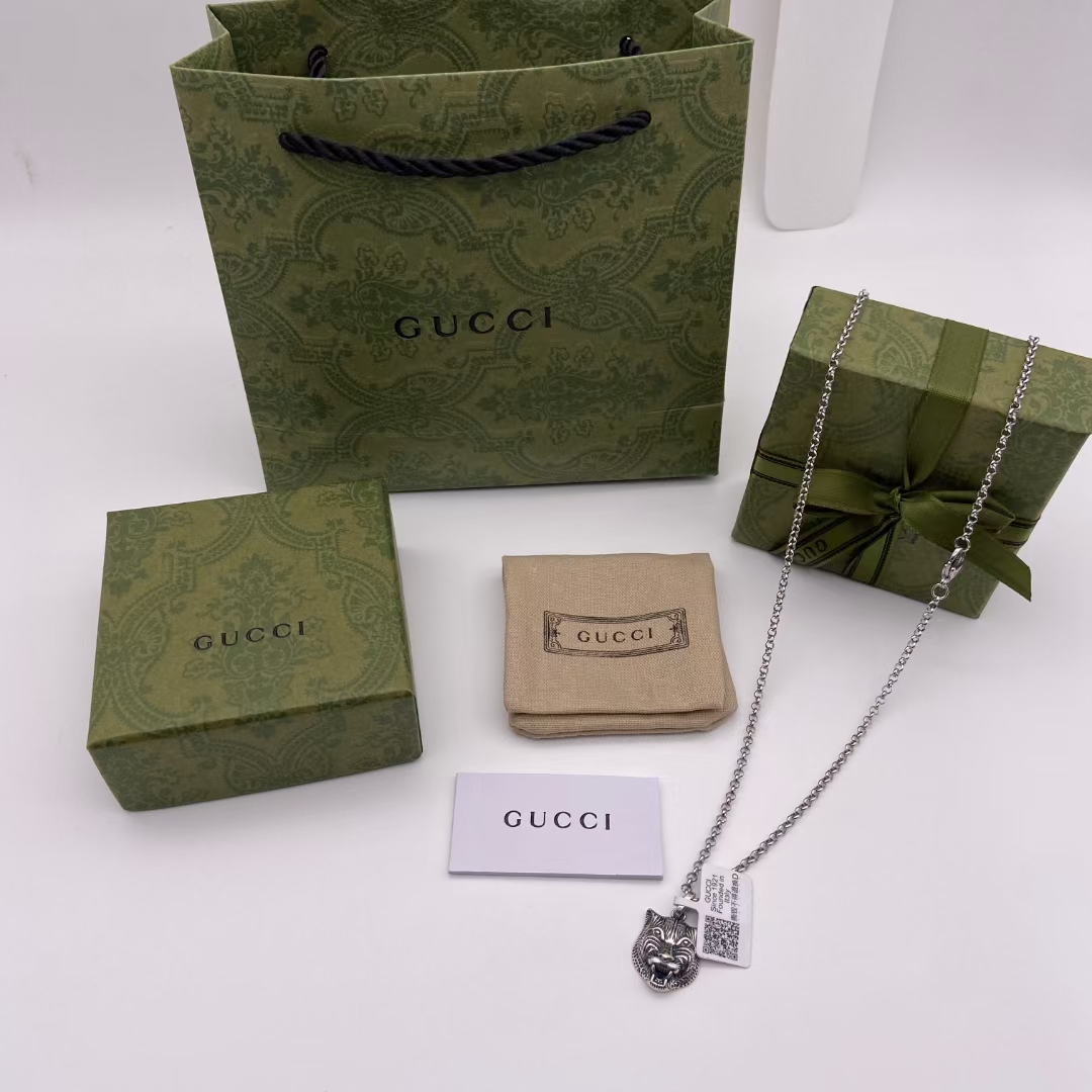 GUCCI タイガーヘッドシルバーネックレス-BRAND OFF