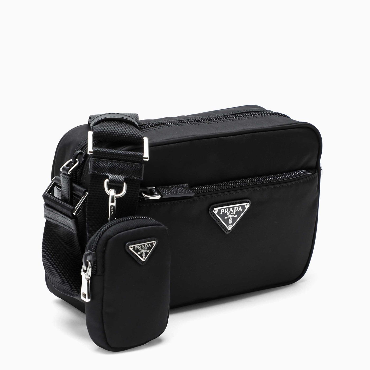PRADA プラダ RE NYLON ロゴ ミニポーチ付き クロスボディバッグ-BRAND OFF