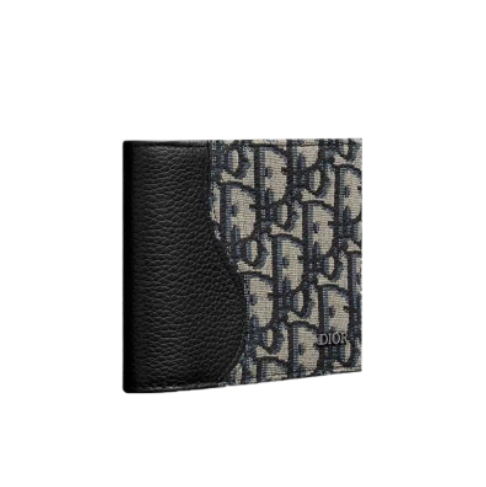 【Dior】 ディオール 新品 オールオーバー プリント ジャカード ファブリック カーフスキン ウォレット ブラック-BRAND OFF