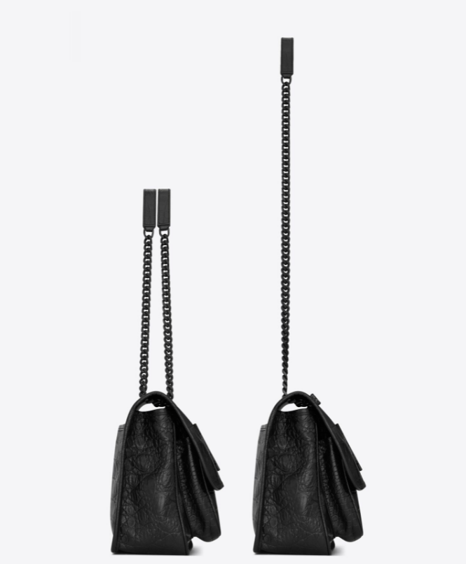 NIKIミディアムソフトクロコダイルエンボスレザーハンドバッグ-BRAND OFF