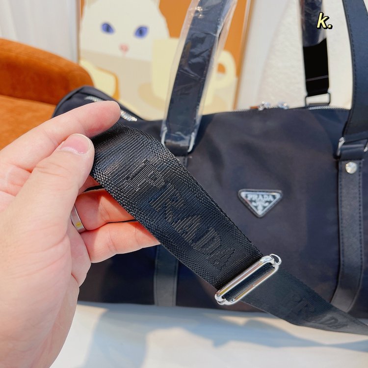【Prada旗艦店】( プラダ ) キャンバス トラベルバッグ 46x21x26cm-BRAND OFF