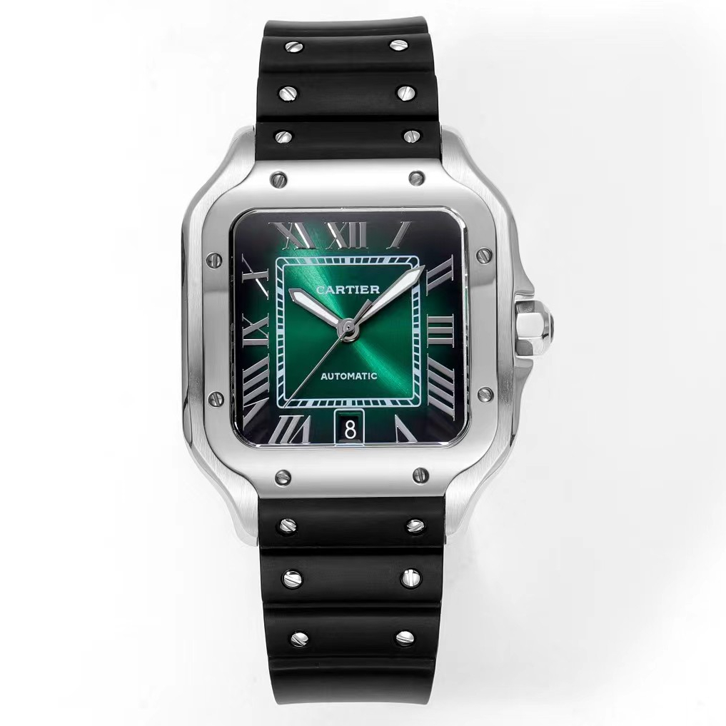 CARTIER Santos De Large Model Automatic Green Dial Men's Watch-BRAND OFF
