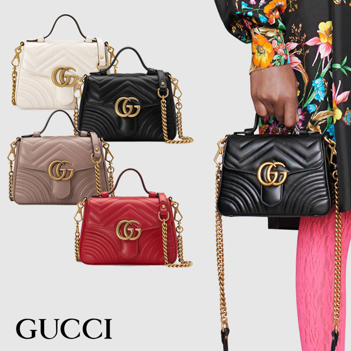 GUCCI GGマーモント ミニ トップハンドルバッグ-BRAND OFF