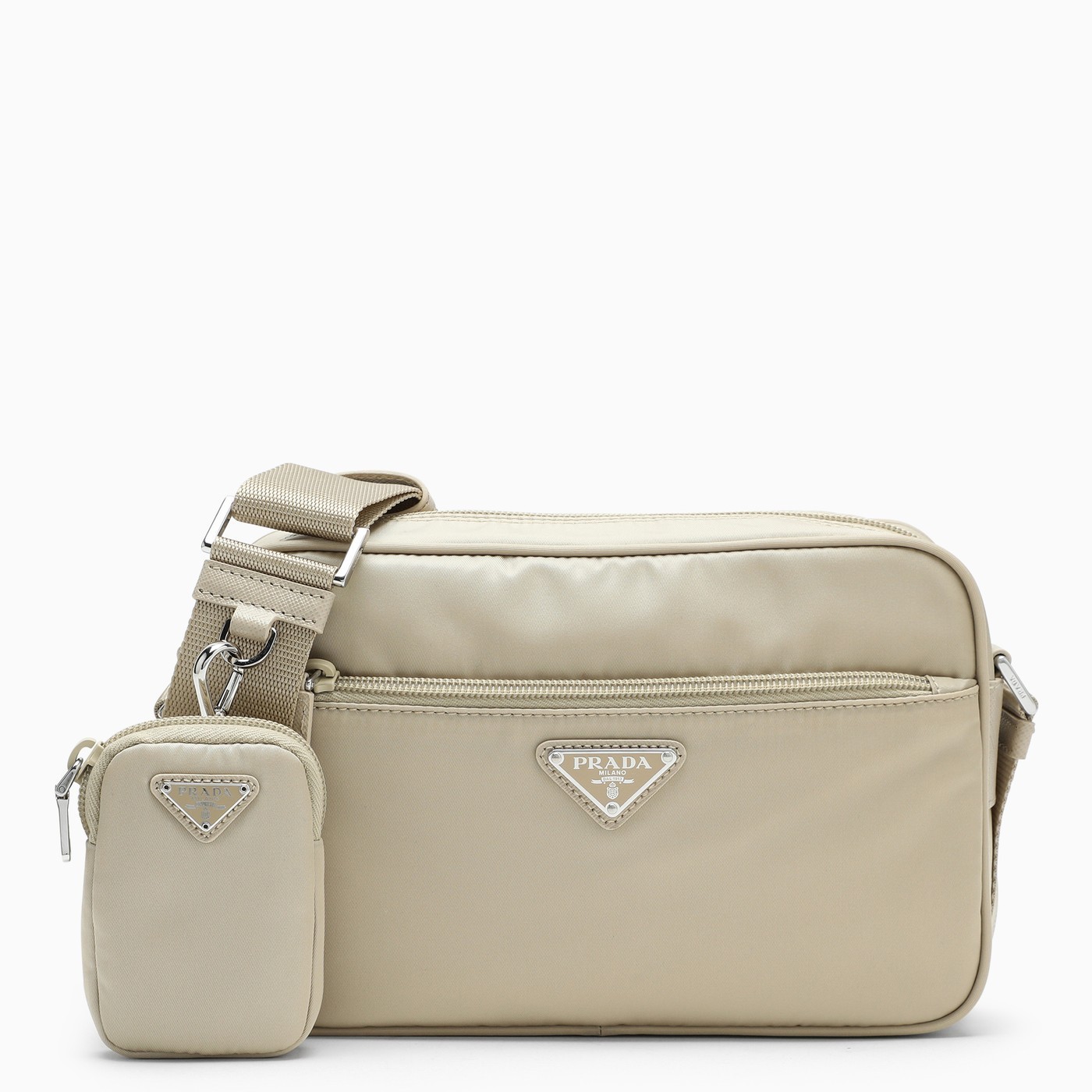 PRADA プラダ RE NYLON ロゴ ミニポーチ付き クロスボディバッグ-BRAND OFF