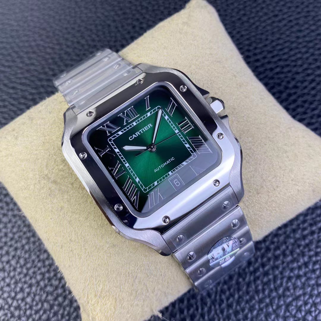 CARTIER Santos De Large Model Automatic Green Dial Men's Watch-BRAND OFF