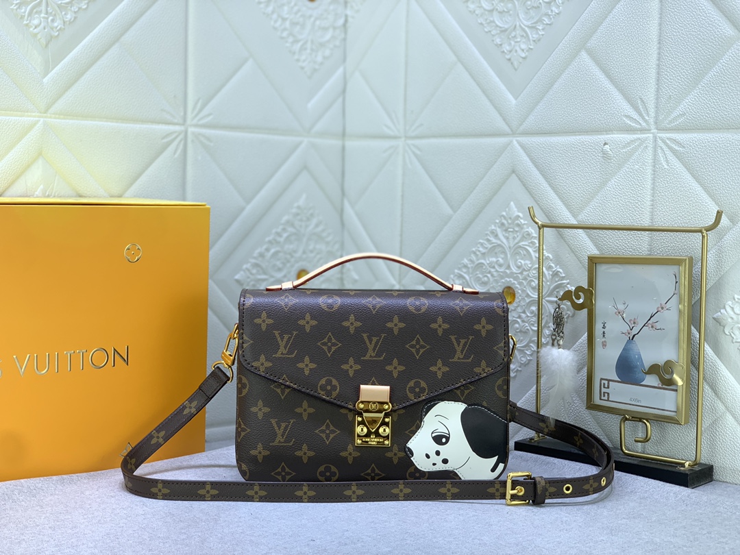 LOUISVUITTON モノグラムキャンバスボディにグレイン牛革のレオパードパッチ付き M47203 M40780-BRAND OFF