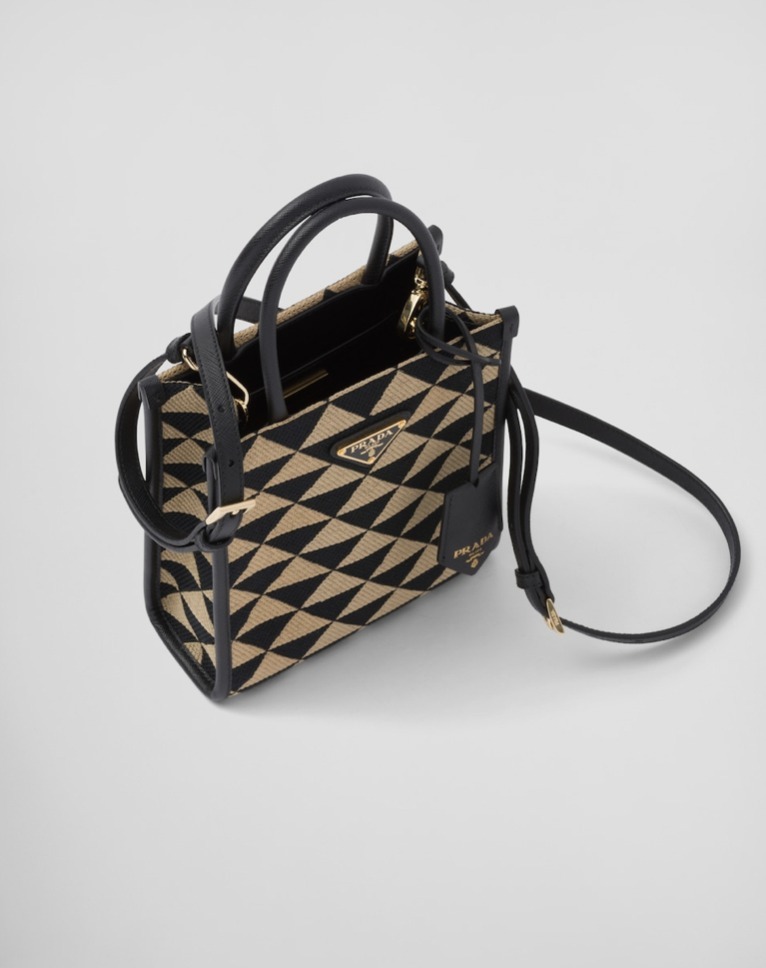 PRADA シンボル エンブロイダリージャカード ミニバッグ-BRAND OFF