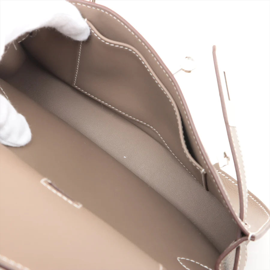 HERMES エルメス ジプシエールミニ エバーカラー エトゥープ シルバー金具-BRAND OFF