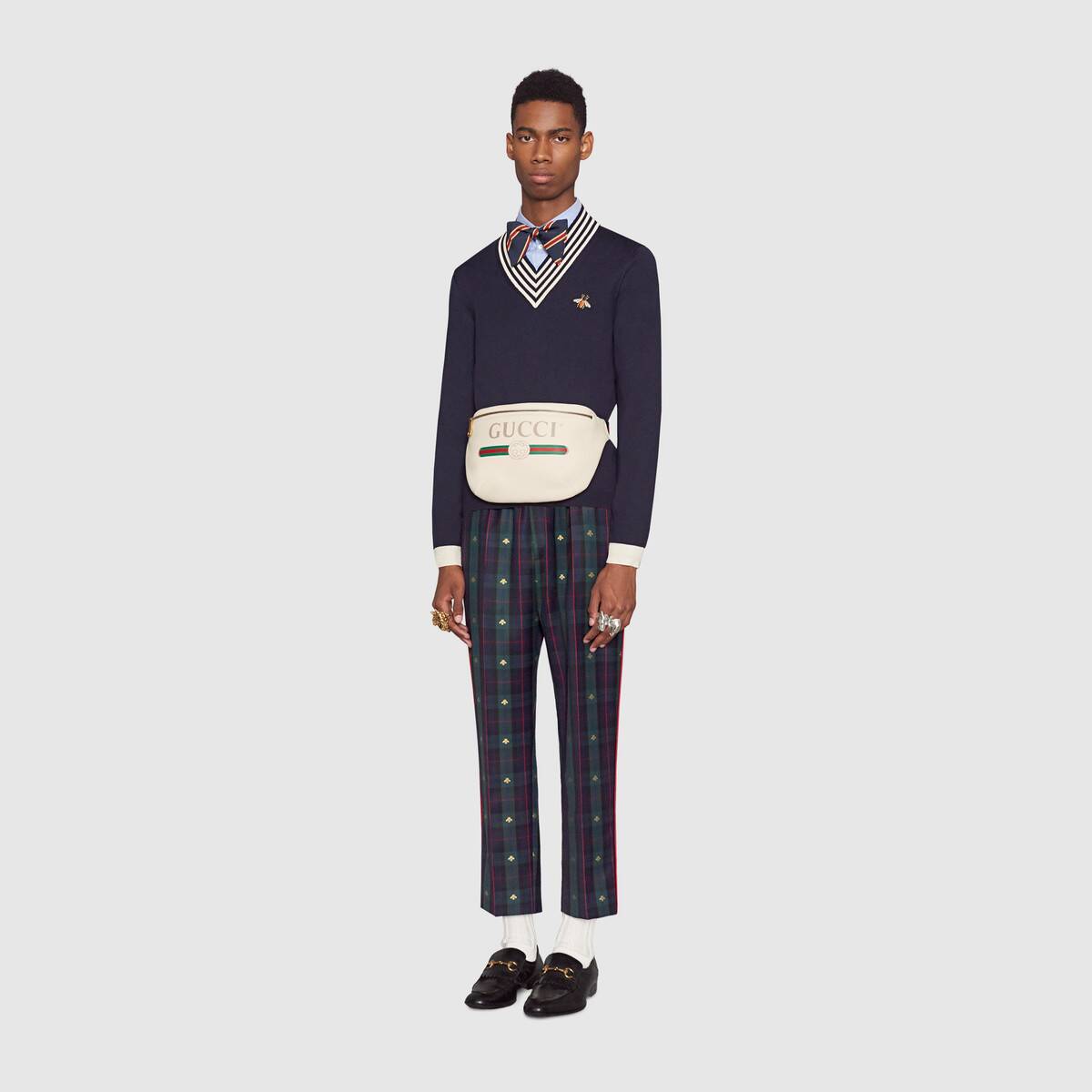 GUCCI(グッチ) 〔グッチ プリント〕レザー ベルトバッグ ‎ホワイト-BRAND OFF