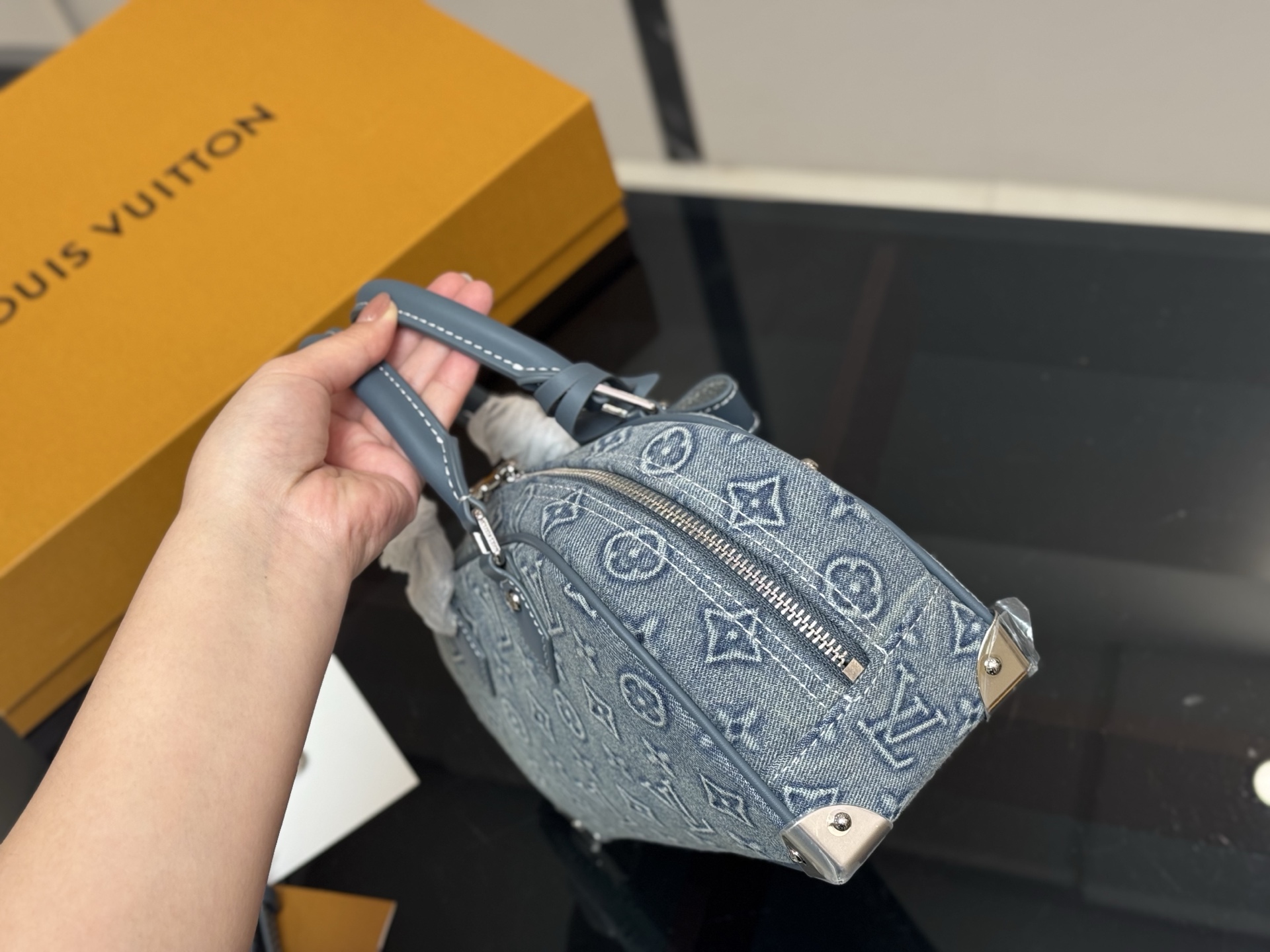 LOUIS VUITTON ルイヴィトン LV KEEPALL 25 デニムバッグ-BRAND OFF