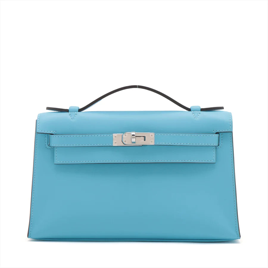 HERMES エルメス ポシェットケリー ヴォースイフト ブルーノール シルバー金具-BRAND OFF