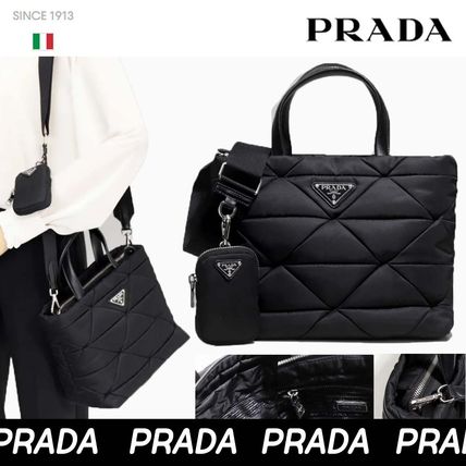 最安値挑戦中★PRADA Padded tote bag★マザーズバッグ★大人気 25.5*18.5*10.5cm-BRAND OFF