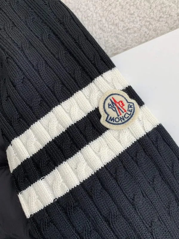 Moncler Padded Wool Zip-Up Cardigan Black/Dark Gray モンクレール パッド入りウール ジップアップ カーディガン ブラック/ダークグレー-BRAND OFF