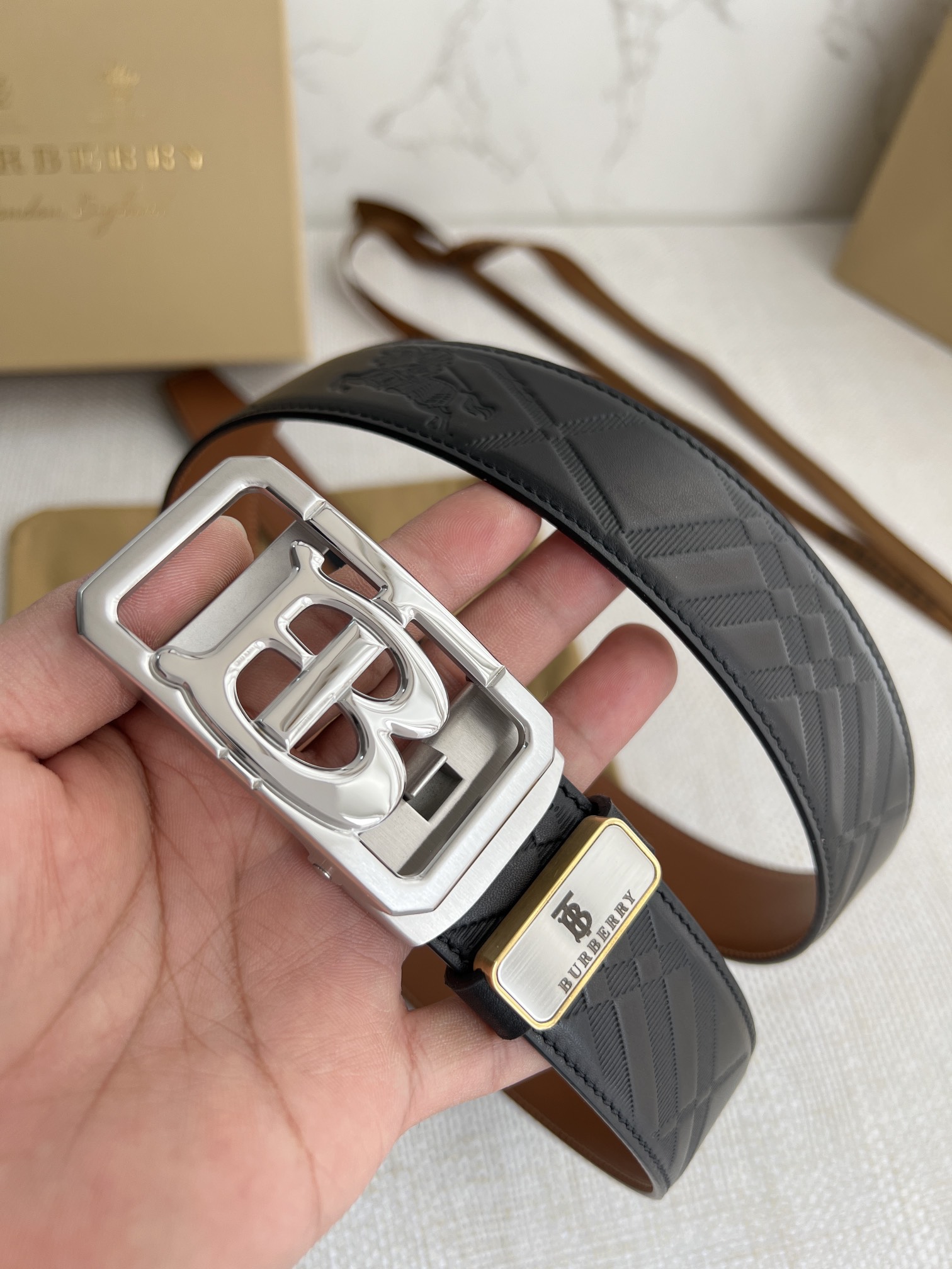 【BURBERRY 】(バーバリー) 3.5cmベルト メンズ-BRAND OFF