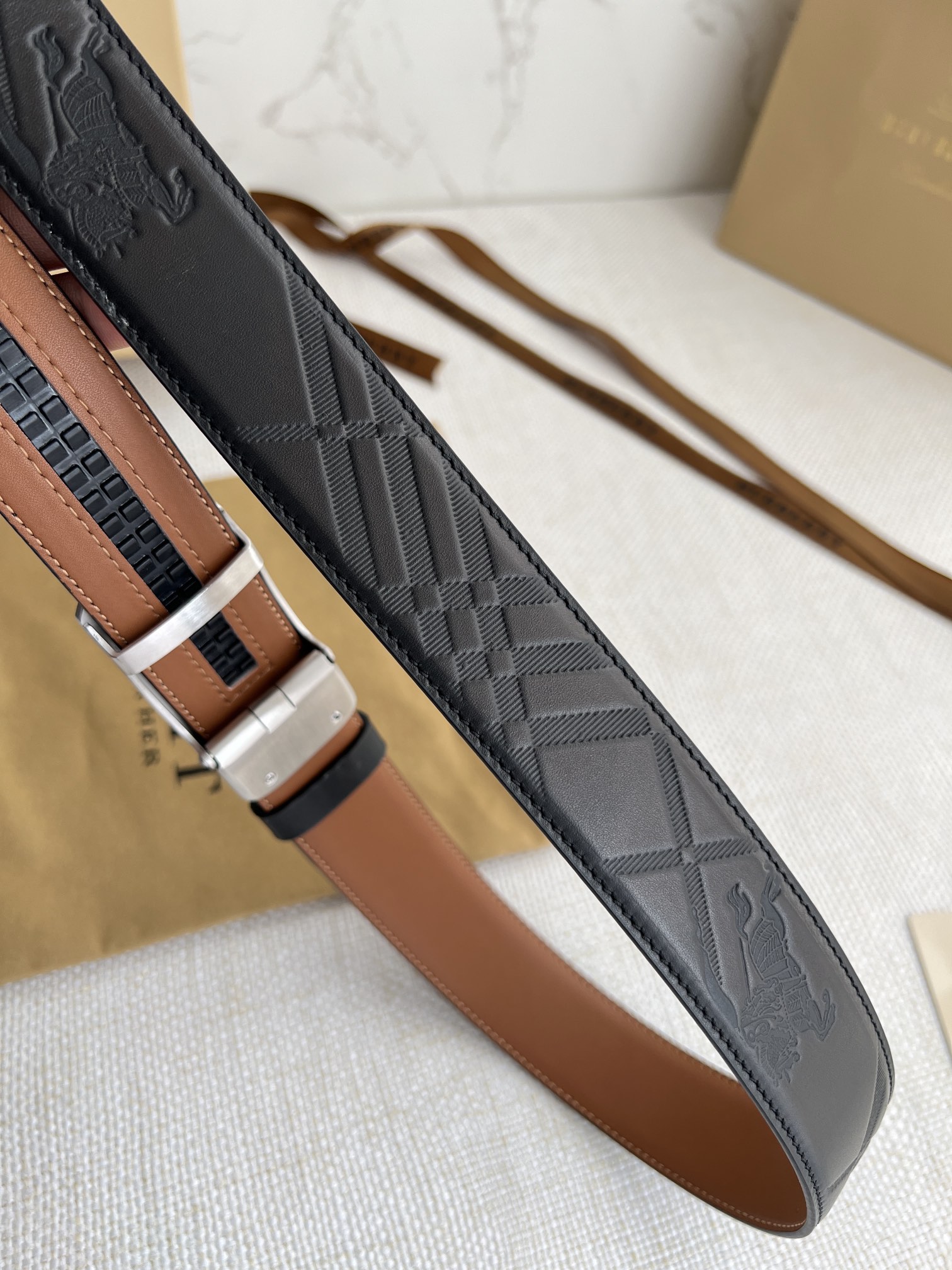 【BURBERRY 】(バーバリー) 3.5cmベルト メンズ-BRAND OFF