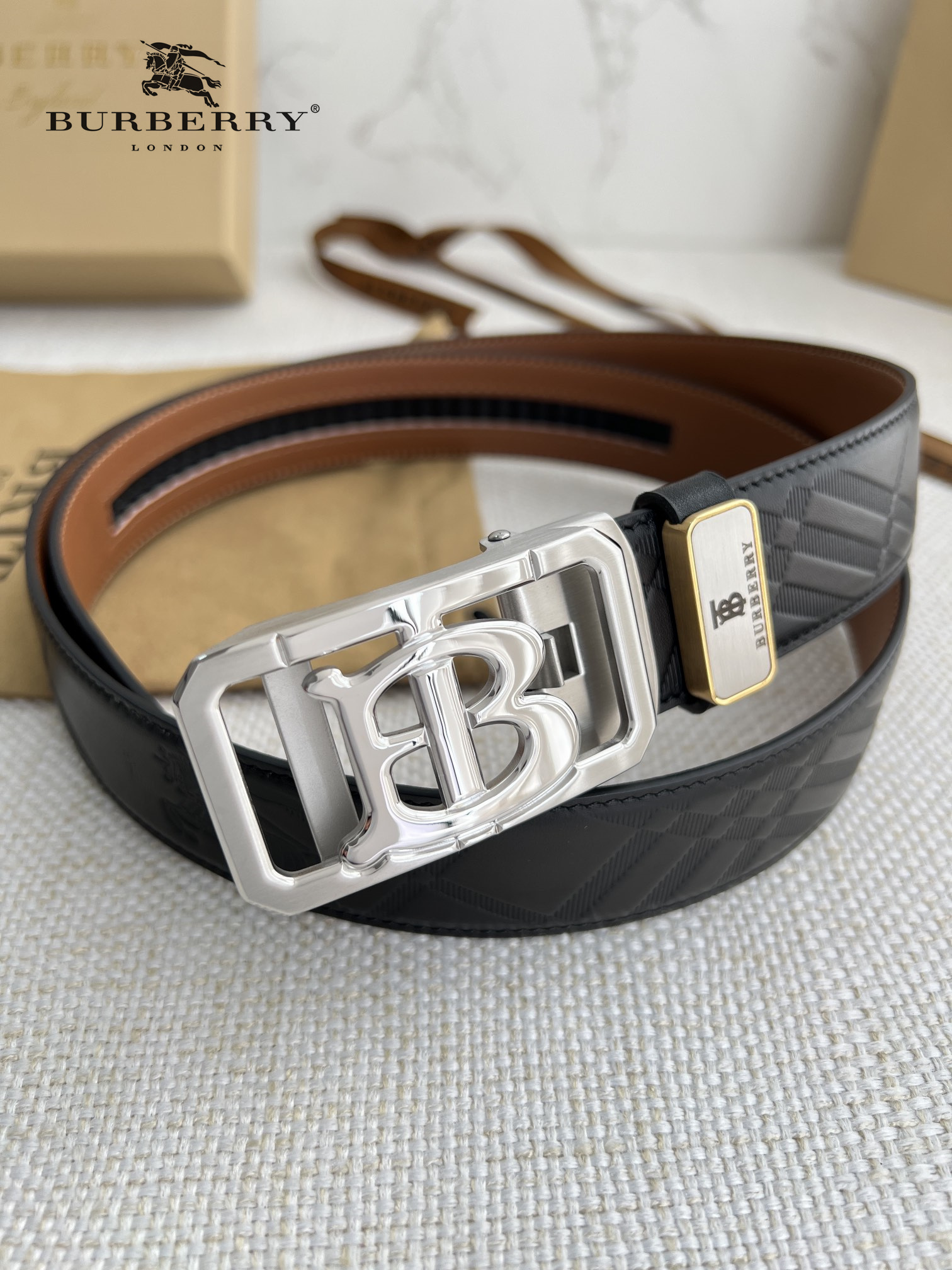 【BURBERRY 】(バーバリー) 3.5cmベルト メンズ-BRAND OFF