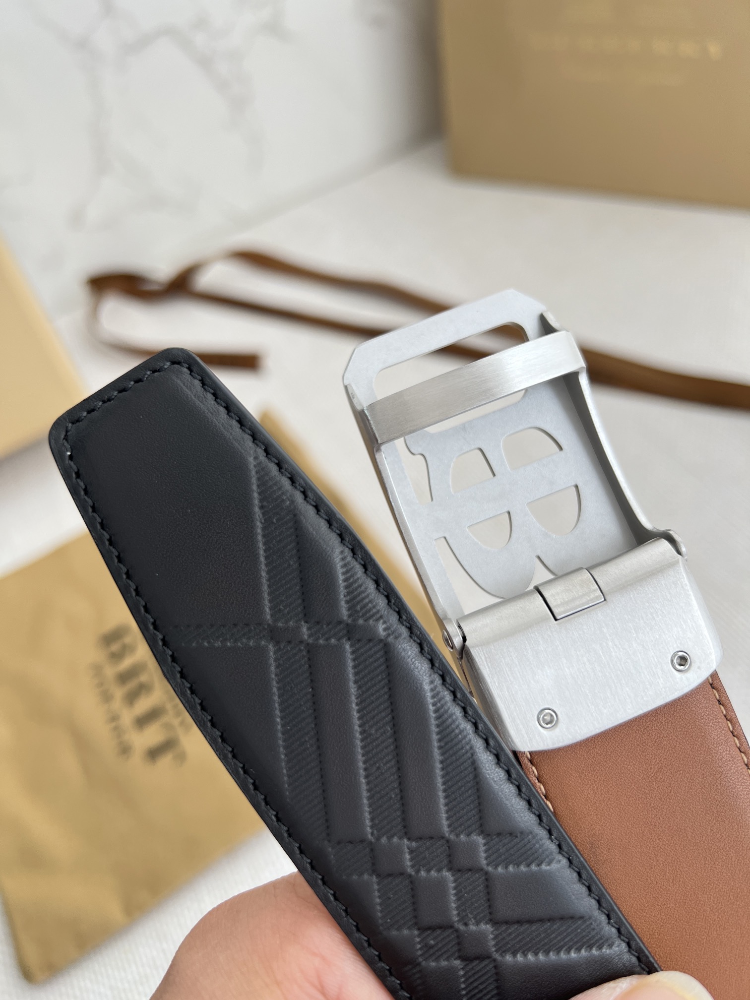【BURBERRY 】(バーバリー) 3.5cmベルト メンズ-BRAND OFF
